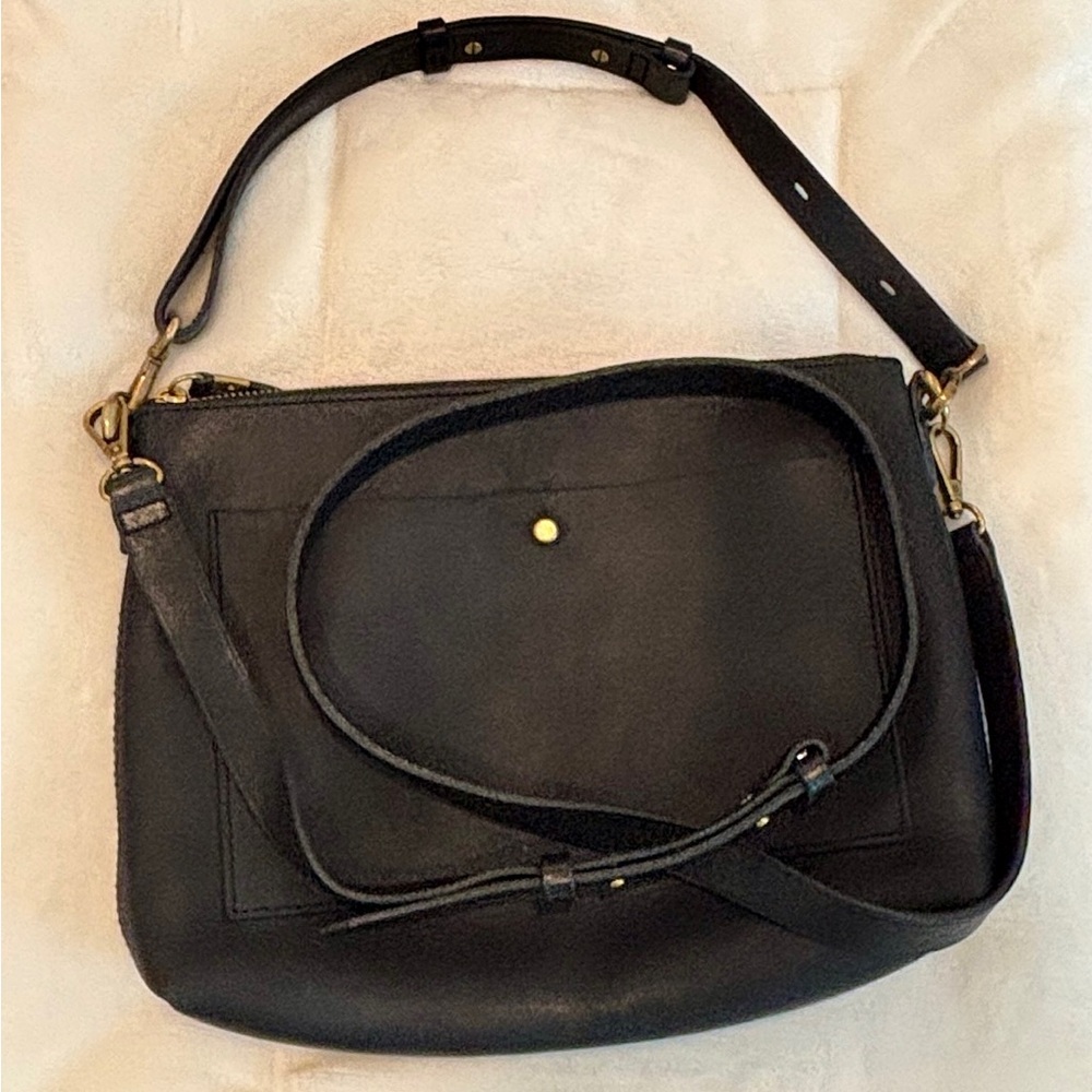 Madewell Black Leather Crossbody Bag with Gold Hardware - Picture 7 of 13